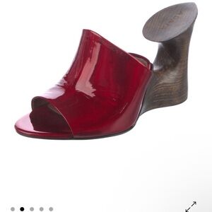 ISO Alaia Sculpted Wooden Sole and a Holographic Leather Mules